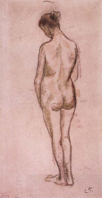 Camille Pissarro Full-length standing nude of a woman from behind oil painting picture